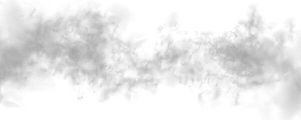 Dense black smoke plumes on a white background. Includes atmospheric effects like mist, fog, and clouds. Cutout smoke and cloud PNG illustration in high resolution vector. © ikril