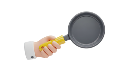 3D Cartoon Hand Holding a Frying Pan