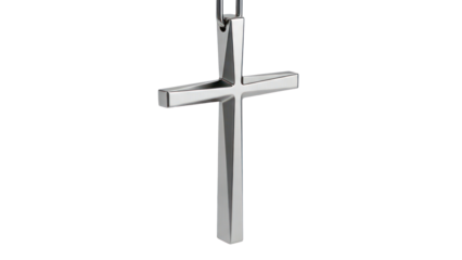 Silver cross pendant isolated on transparent background