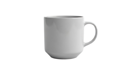 Plain white ceramic mug isolated on transparent background