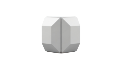 Geometric white object isolated on transparent background