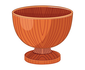 A simple illustration of a wooden bowl with a rounded base and texture