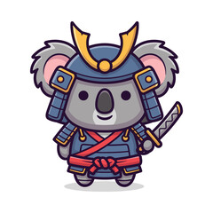 Cute Koala Samurai Cartoon Character