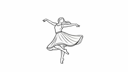 Elegant ballerina dancing gracefully in a studio illustration. © Rendi