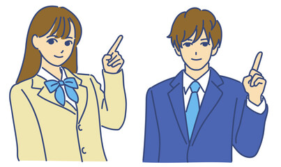 指差しするスーツ姿の男女　ai