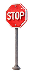 Stop sign 3D illustration, isolated on transparent background, png