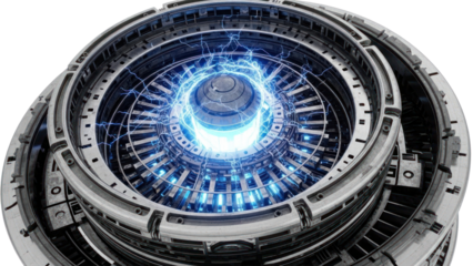 Futuristic Fusion Reactor Core with Blue Energy Isolated