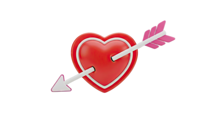 Red Heart Pierced by Cupid's Arrow