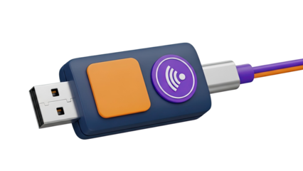 Modern USB Drive with Wireless Icon and Orange Accent