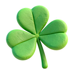 Clover leaf 3D illustration, isolated on transparent background, png