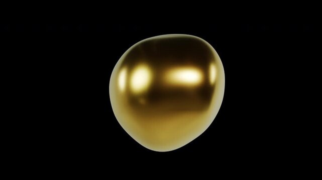 Abstract 3D rendering of molten gold liquid sphere morphing loop