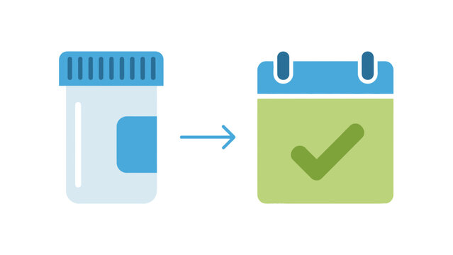 Medical appointment reminder: Pill bottle next to a calendar with a checkmark - Powered by Adobe