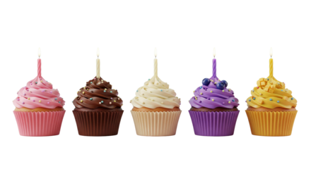Five cupcakes isolated 