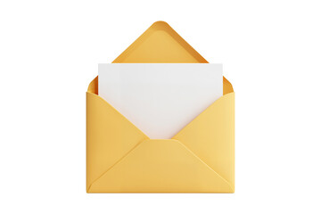 Open Yellow Envelope with Blank White Card Mockup