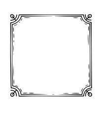 Rectangular hand drawn frame set. Wavy rope doodle. Curvy, trendy borders. Cute sketch isolated. Graphic decoration.	