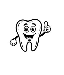 Obraz premium Tooth dental mascot line doodle set. Orthodontic kawaii teeth character with toothbrush, toothpaste, dental floss, mouthwash. Mouth cleaning, healthcare oral hygiene concept. Dentistry baby vector 