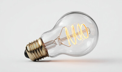 Modern Filament LED Light Bulb Lying Down on White Surface