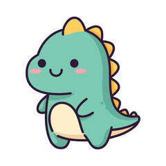 Obraz premium Adorable Cartoon Dinosaur Illustration - Cute Dino Art