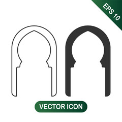 Islamic Archway Outline and Solid Silhouette Icon