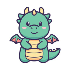Fototapeta premium Adorable Cartoon Green Dragon Illustration