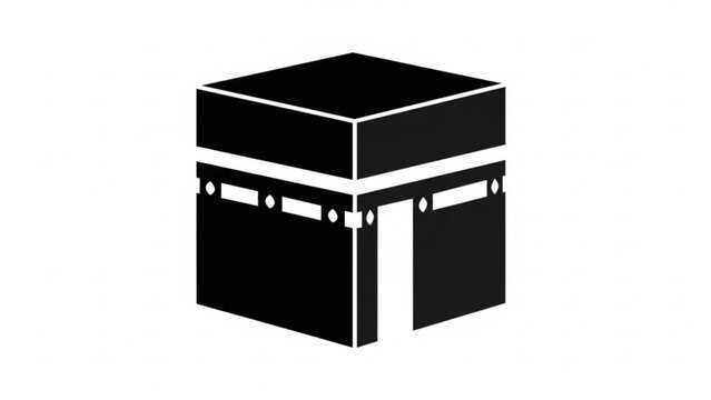 Kaaba Silhouette Isolated on White Background