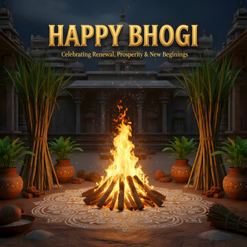 Happy Bhogi festival celebration greetings. 