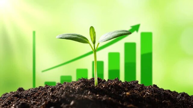Small Plant Growing with Green Graph.