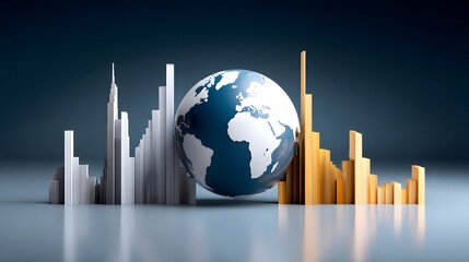 Surreal financial collage of emerging markets and developed cities, portfolio balance