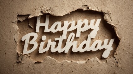 Ripped Paper Background with Happy Birthday Text for Celebrations