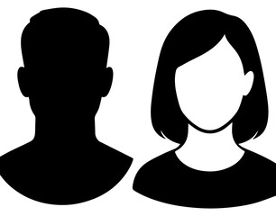Gender Neutral Silhouette Icons of Individuals, Minimalist Black Profile Figures for User Interface and Identification Graphics