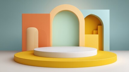 Abstract geometric stage with arch shapes