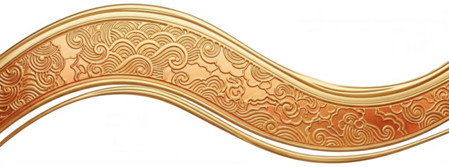 Gold Ornament png Decorative Border cutout Golden Wave png Luxury Detail cutout Filigree Design png Elegant Swirl cutout Metallic Accent png Artistic
