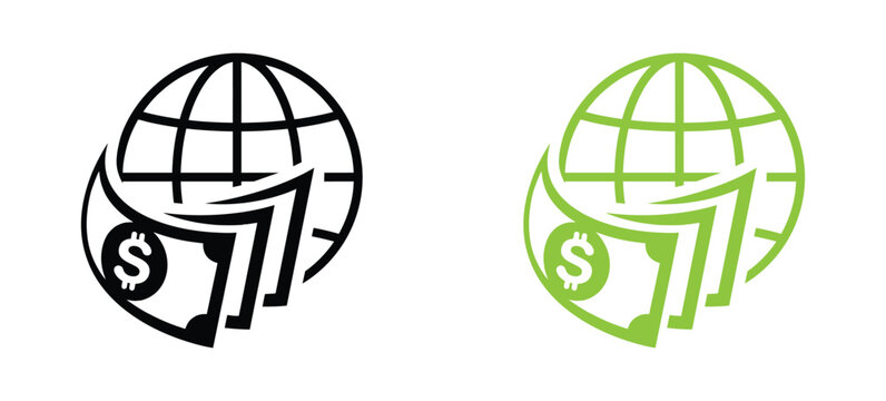 Global finance and investment concept with dollar currency. Global finance icon. Simple, modern icon representing worldwide financial operations.