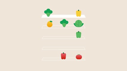 Fruits and vegetables icon set, healthy food collection flat illustration for nutrition, diet planning and grocery concepts