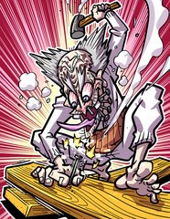 執念で釘を打つパワフルなシニア男性のDIY・リフォーム素材