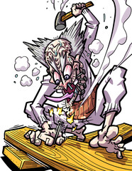 執念で釘を打つパワフルなシニア男性のDIY・リフォーム素材