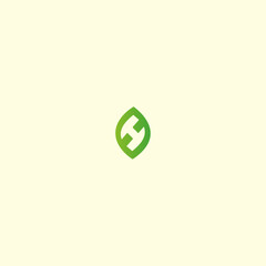 Letter H leaf logo icon flat vector design