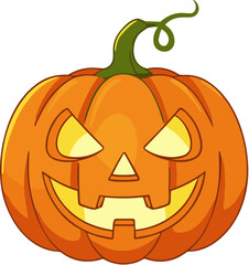 Colorful Flat Illustration Carved Pumpkin Jack O Lantern Halloween Holiday