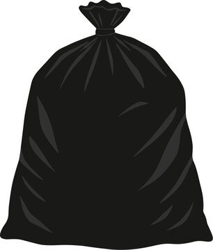Simple Flat Filled Trash Bag Waste Disposal Container Illustration