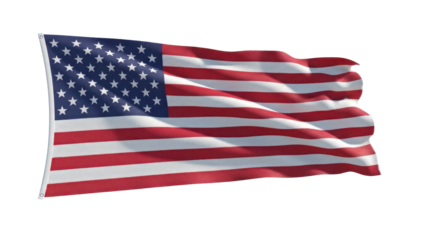 Waving American flag isolated on transparent background