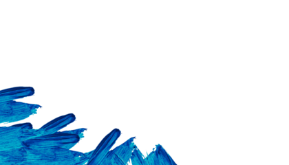 Flowing abstract blue brush stroke, isolated on transparent PNG background, creative design element for banners, birthday themes, posters.