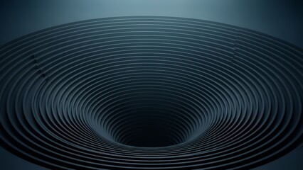 ネイビーブルーの階段状の層が続く抽象的な深淵のコンセプト