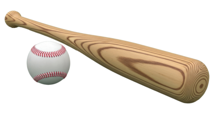 Baseball bat and ball isolated on transparent background