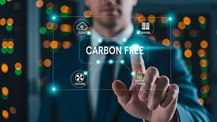 A businessman selecting a carbon free energy storage option