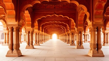 Majestic view of ornate arches in historic Indian architecture