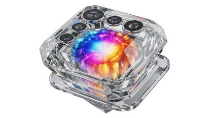 Crystal Multifocal Camera Lens Isolated on Transparent Background
