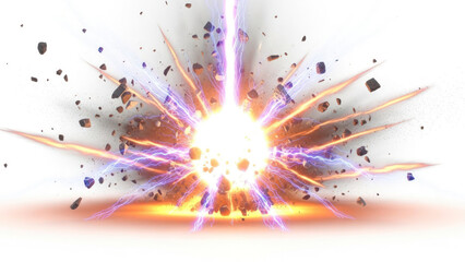 Energetic Explosion with Debris Isolated on Transparent Background