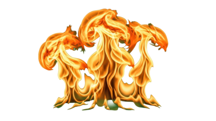Explosion of Fire Flames Isolated on Transparent Background