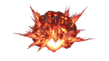 Fiery Explosion Blast Isolated on Transparent Background