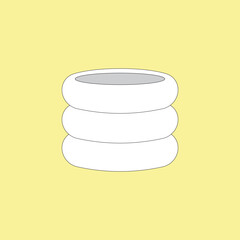 White plant pot vector illustration. Table vase interior decoration